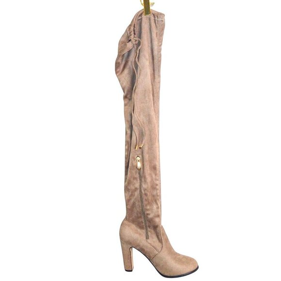 CAPE ROBBINS WOMEN'S SUEDE KHAKI THIGH HIGH BOOTS - SIZE 8 - Picture 1 of 5
